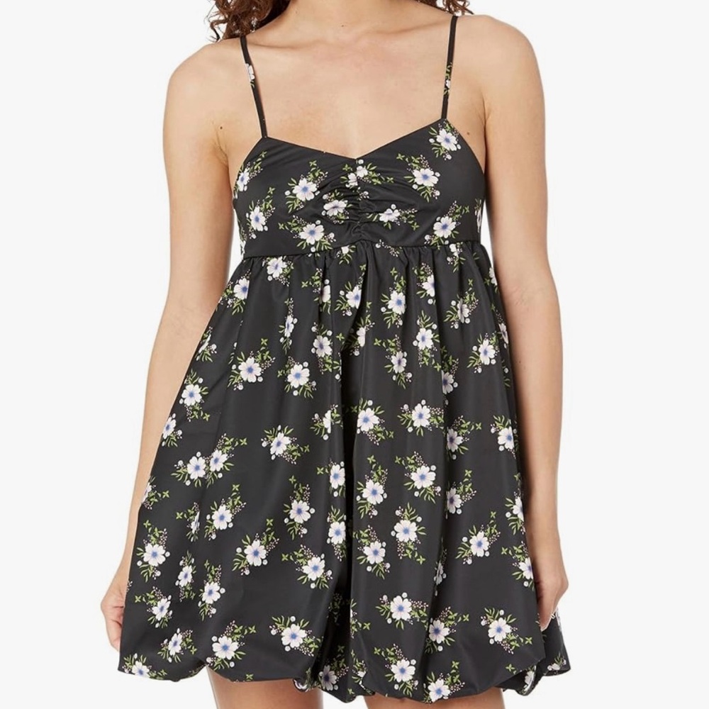 Free People Black Floral Mini Dress NWT